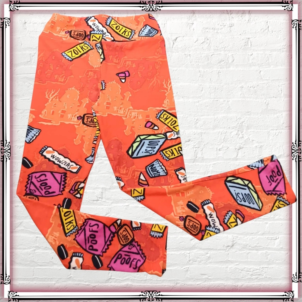 LulaRoe Girls Halloween Orange Leggings Size S/M